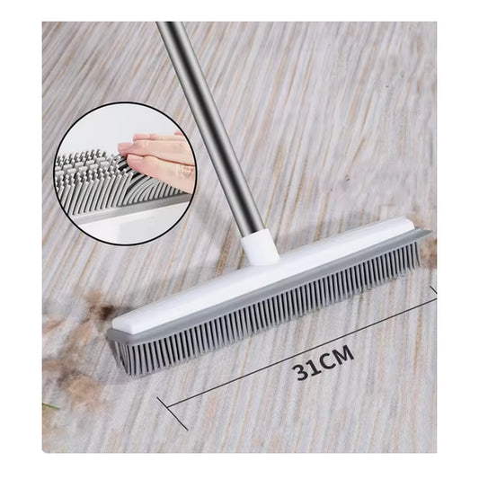 Balai silicone anti-poils 31 cm avec raclette et manche télescopique